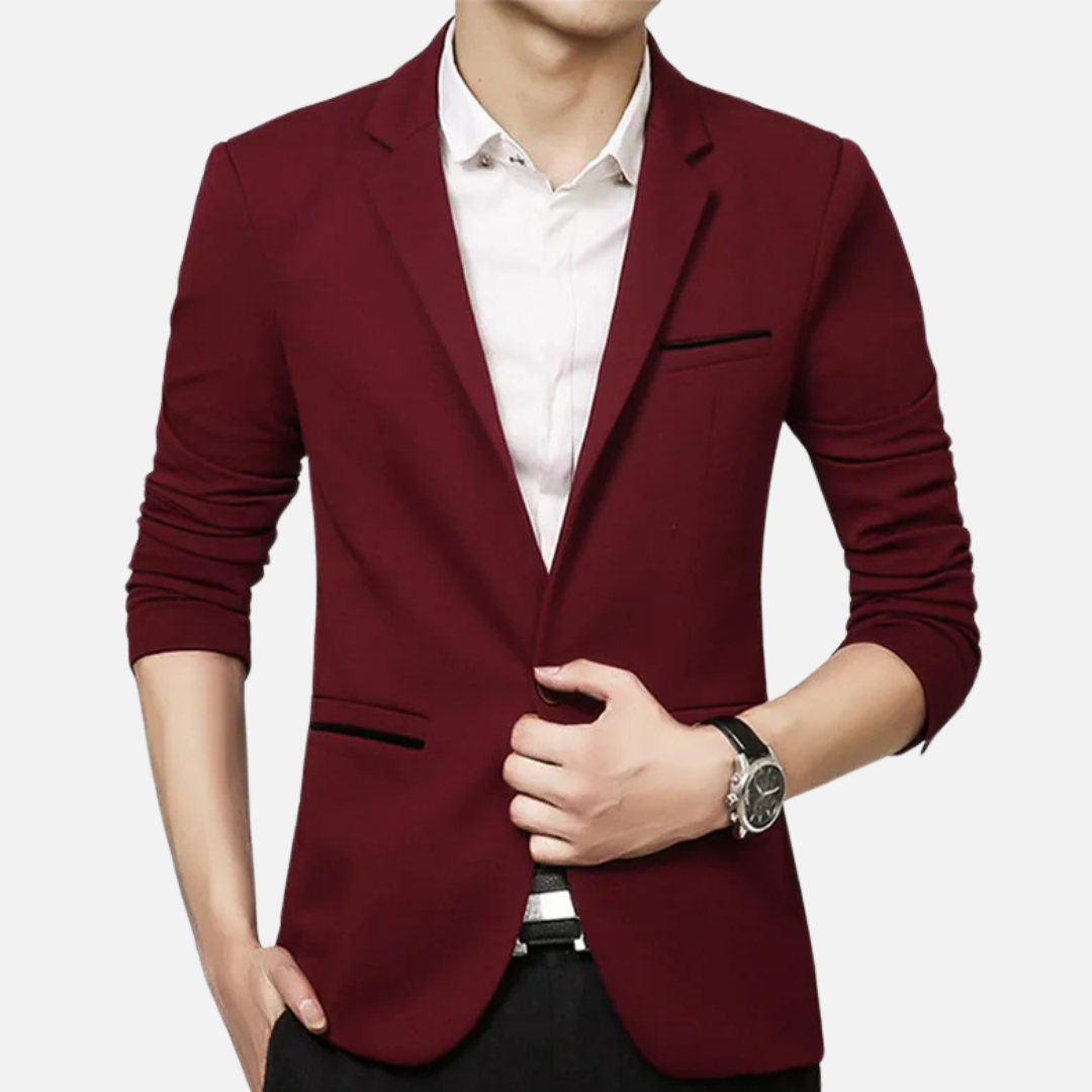 Blazer Masculino Drauffen DF146, confeccionado em algodão, com modelagem slim fit, bolsos discretos e botões sofisticados, ideal para um visual moderno e refinado.