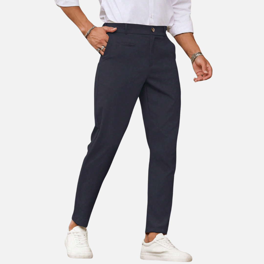 Calça Social de Alfaiataria Drauffen DF002 com corte reto, bolsos discretos e tecido de alta qualidade para um visual moderno e elegante.