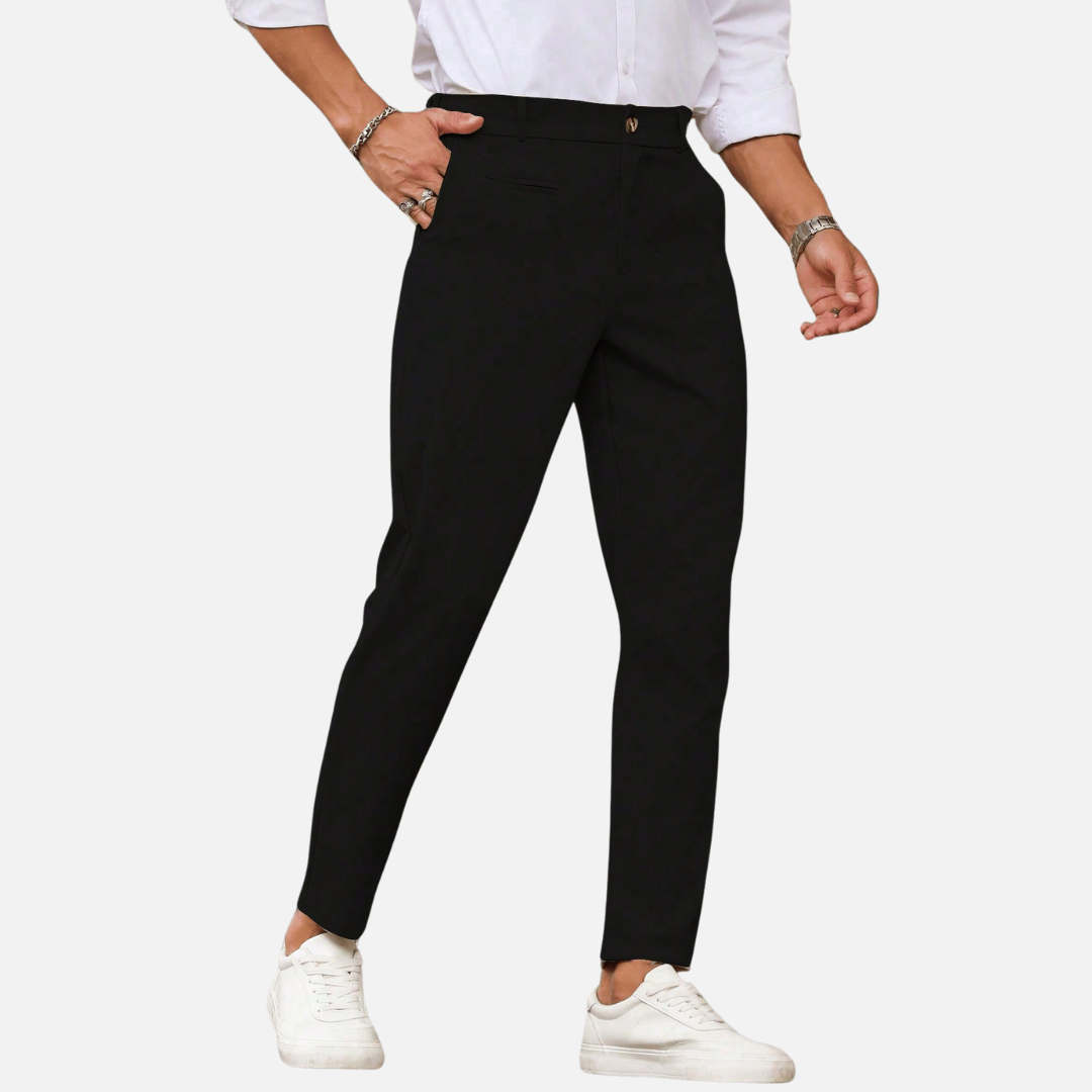 Calça Social de Alfaiataria Drauffen DF002 com corte reto, bolsos discretos e tecido de alta qualidade para um visual moderno e elegante.