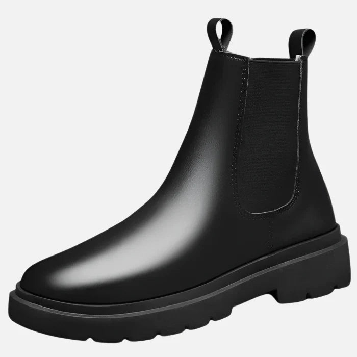 Bota Chelsea Masculina Drauffen DF265 em couro legítimo com elásticos laterais, solado antiderrapante e conforto elegante para looks formais ou casuais.